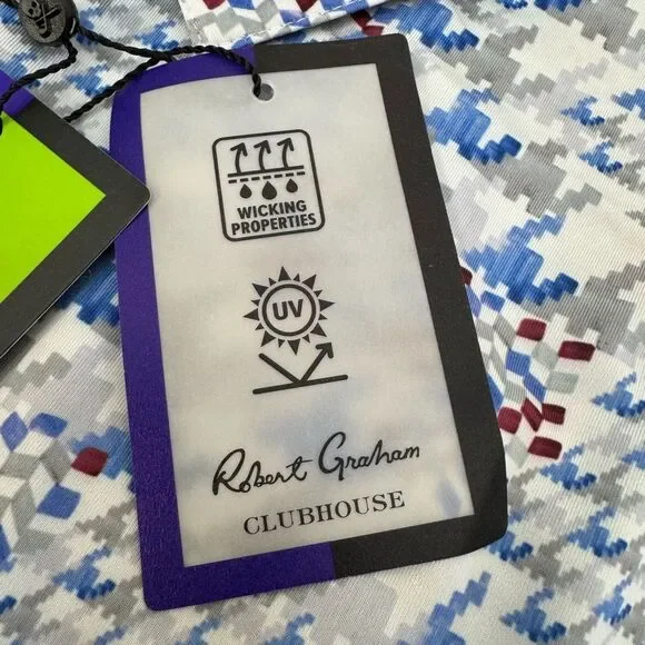 NWT Robert Graham Clubhouse Basel Geometric Performance Golf‎ Polo LARGE $128
